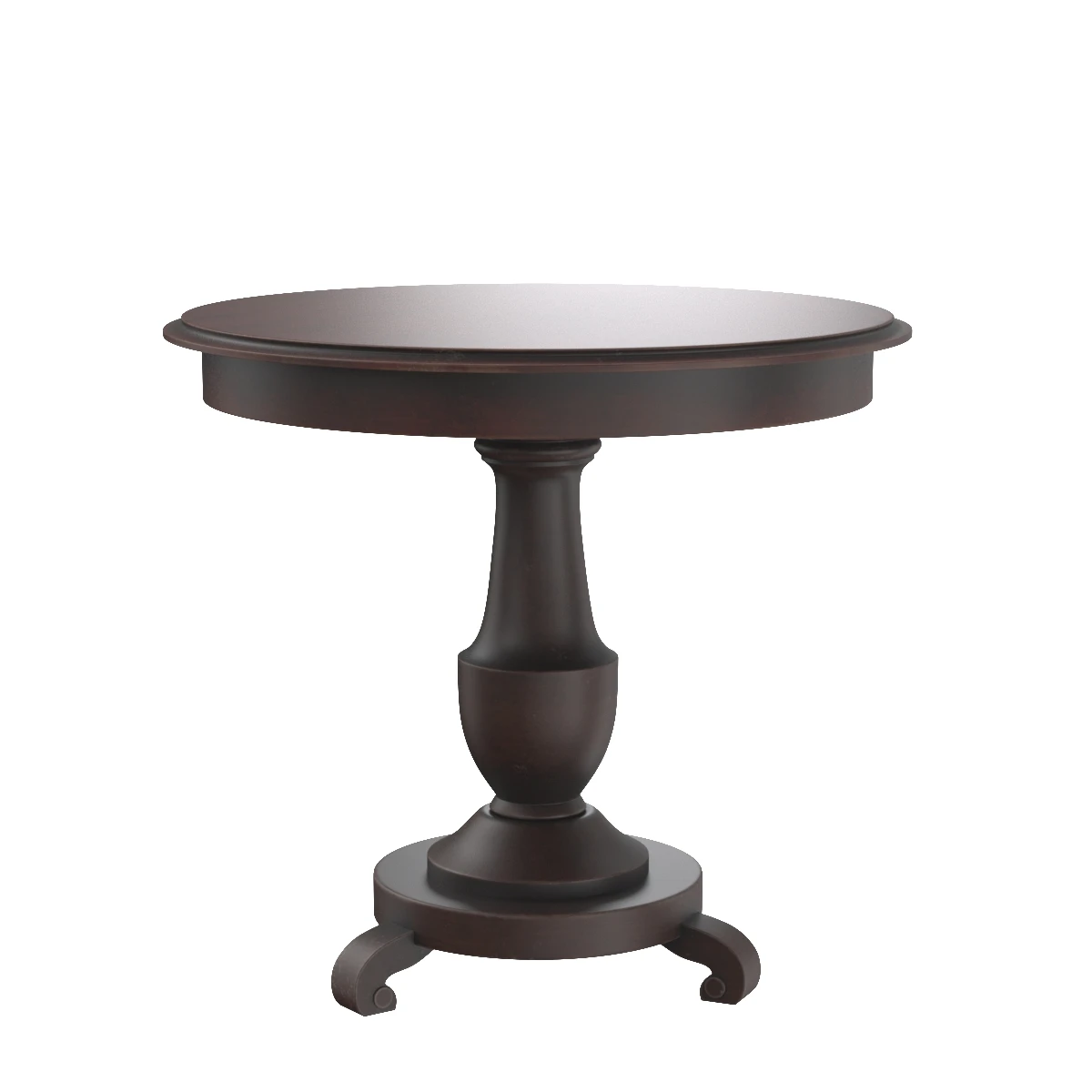 Antique Italian Walnut Wood Round Table 3D Model_07